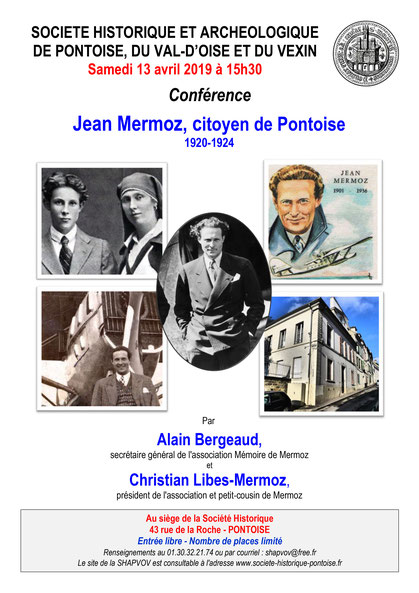 Rédactionnel Jean Mermoz citoyen de Pontoise - exposition et conférence - 13 avril 2019